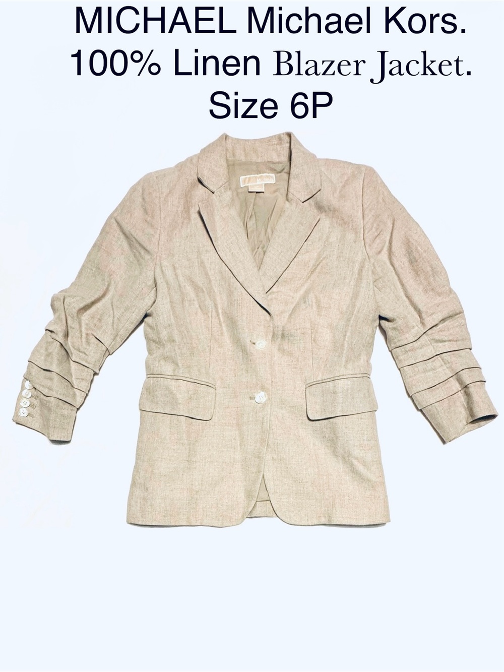 MICHAEL Michael Kors Women’s Beige Linen Cotton Blazer Jacket